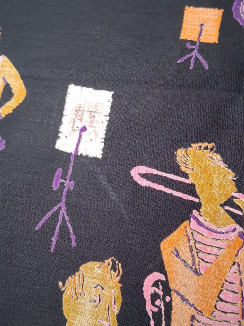 Vintage Robarre Fabrics Sewing Material Rock And Roll Jazz Band Musician 105" - Picture 15 of 16